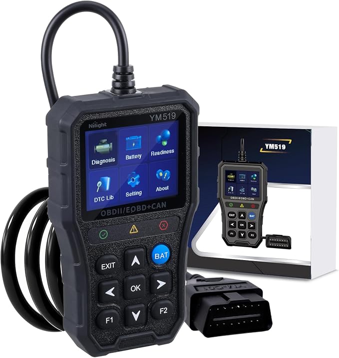 Nilight YM519 2.8” Large Screen OBD2 Scanner - Enhanced Automotive Computer Diagnostic Tool - Car Code Reader for Engine Faults, I/M Readiness & Emission Test for All OBD II Protocol Cars