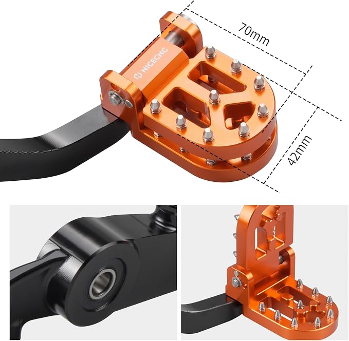 NICECNC Orange Adjustable Rear Brake Pedal Compatible with Husqvarna 901 Norden 901/901 Expedition 2022-2025, Compatible with KTM 790 890 Adventure/R/S/Rally 2021-2025, 890 SMT 2023-2025