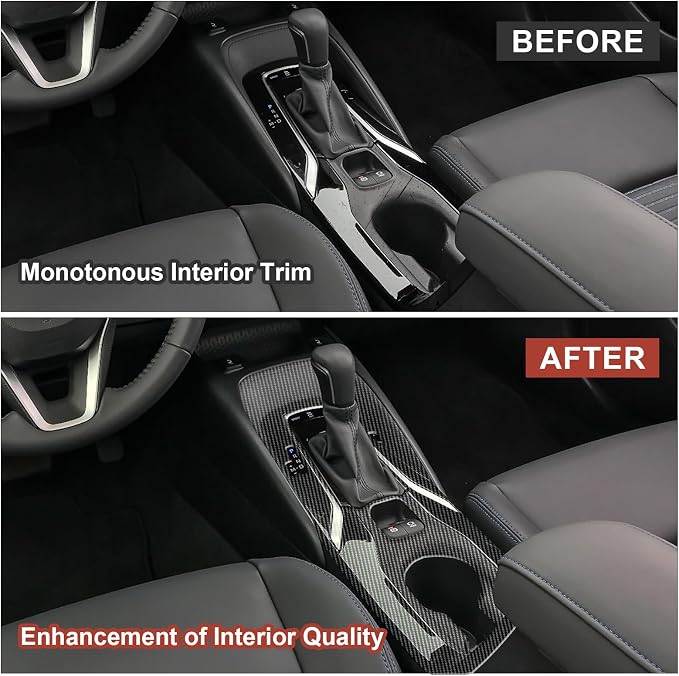 Carbon Fiber Center Console Gear Shift Panel Cover Compatible with Toyota Corolla 2020–2022 & Corolla Hatchback 2019–2022