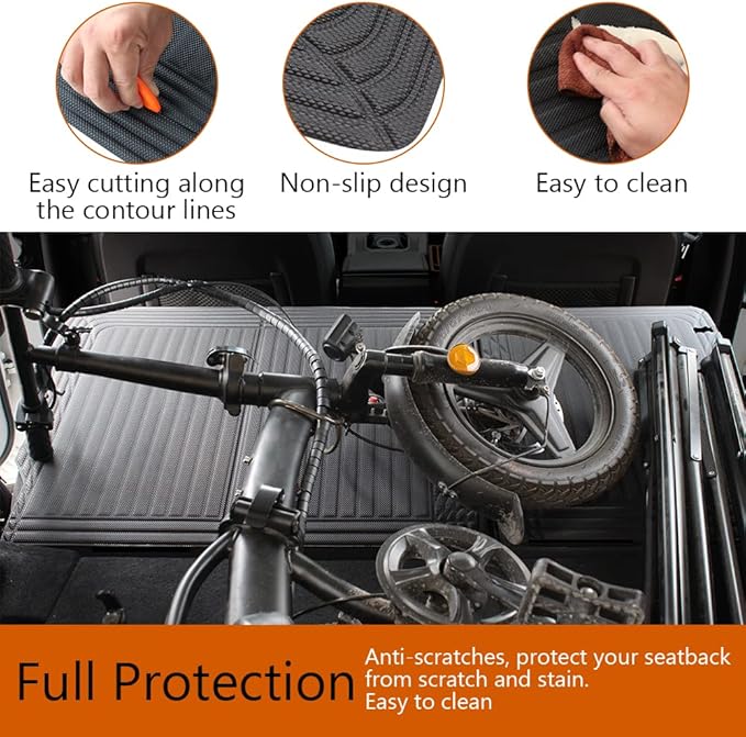 TripleAliners Vehicle Mat Universal Fit Trunk Cargo Liner All Weather Protection XPE Material Seat Back Protector Trim-to-Fit Compatible with Most Cars SUV Sedan(Backrest Mat) NO for Suede Surface