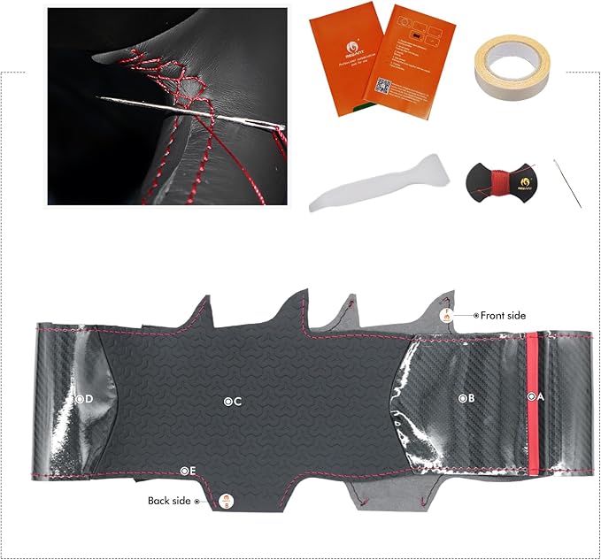 MEWANT DIY Shiny PU Carbon Fiber Geom Embossed Faux Leather Steering Wheel Cover for Tesla Model Y 2023 Model 3 2023