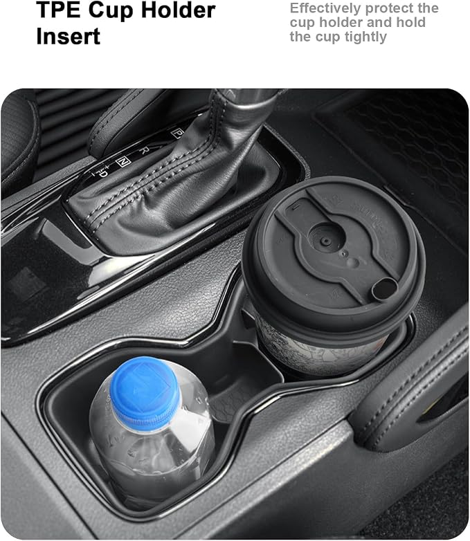 Center Console Organizer Set For 2022-2026 Nissan Frontier - 3 Pcs Armrest Box Storage Tray + Middle Console Organizer + TPE Cup Holder Insert For 2022-2026 Frontier Accessories - Solid ABS No-Slip