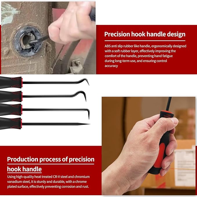 Pick and Hook Tool Set 12Pcs Precision Automotive Hook and Pick Tool Set With Scraper Magnetic Telescoping Tool For Remove Car Oil Seal ORing Seal Gasket Electronics Maintenance Hoses Gasket Puller