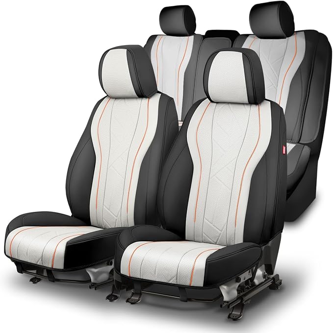 Touring Series Leatherette Full Set Seat Covers Universal for Cars Trucks SUV, Grey, CA-SC-Touring-Full-GY