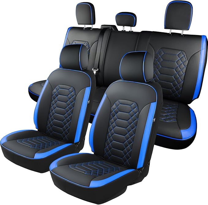 Seat Covers for Ford F150 2015-2026 SuperCrew & Ford F250 F350 F450 Super Duty 2017-2026 Crew Cab, Faux Leather Waterproof Pickup Truck Seat Covers (5 Seats) Interior Accessories