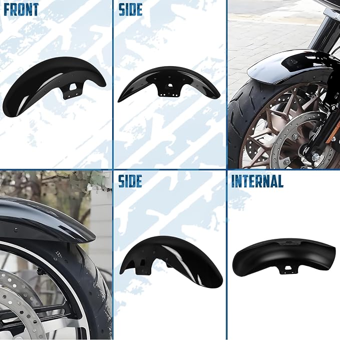 19 inch Front Fender Motorcycle Mudguard for Bagger Models Fit for Harley Touring Road King Electra Glide Street Glide Road Glide 2014-2023, Vivid Black