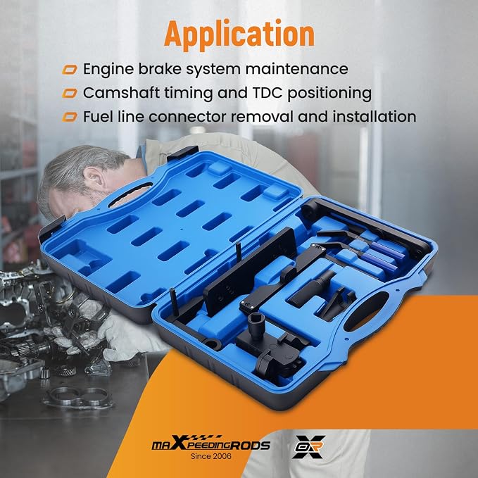 maXpeedingrods For Detroit Diesel DD15 DD16 Engine Brake Adjustment + Camshaft Timing Tool + TDC Locating Pin + Barring Tool + Fuel Line Socket, Replace# W470589104000 W470589001500, 9PCS