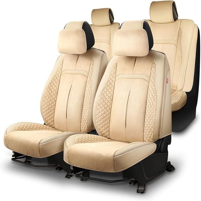 Voris Series Full Set Seat Covers Universal for Cars Trucks SUV, Beige, CA-SC-VORIS-Full-BE