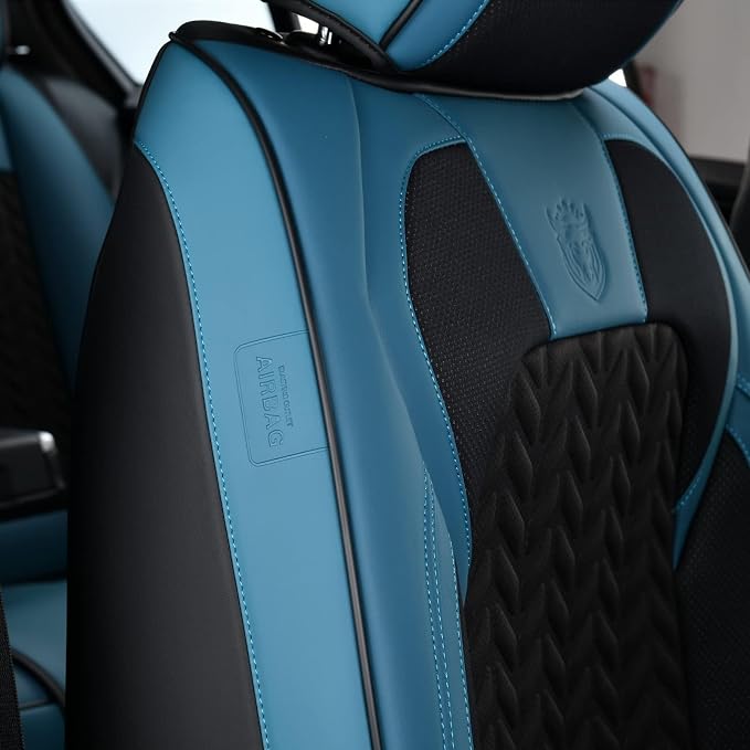 Coverado Car Seat Cover Winter, Front Seat Cover, 2PCS Car Seat Protector, Seat Covers for Cars, Breathable Faux Leather Car Seat Cushion, Car Seat Protector, Blue Car Seat Covers Fit Most Vehicles