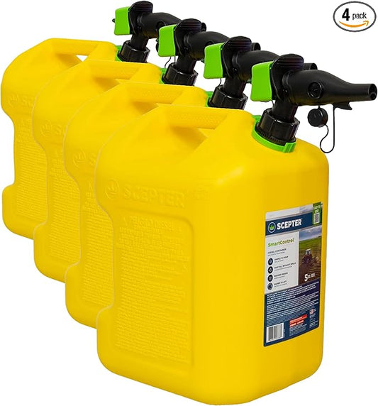 Scepter FSCD552 Fuel Container with Spill Proof SmartControl Spout, Yellow Diesel Can, 5 Gallon (Pack of 4)