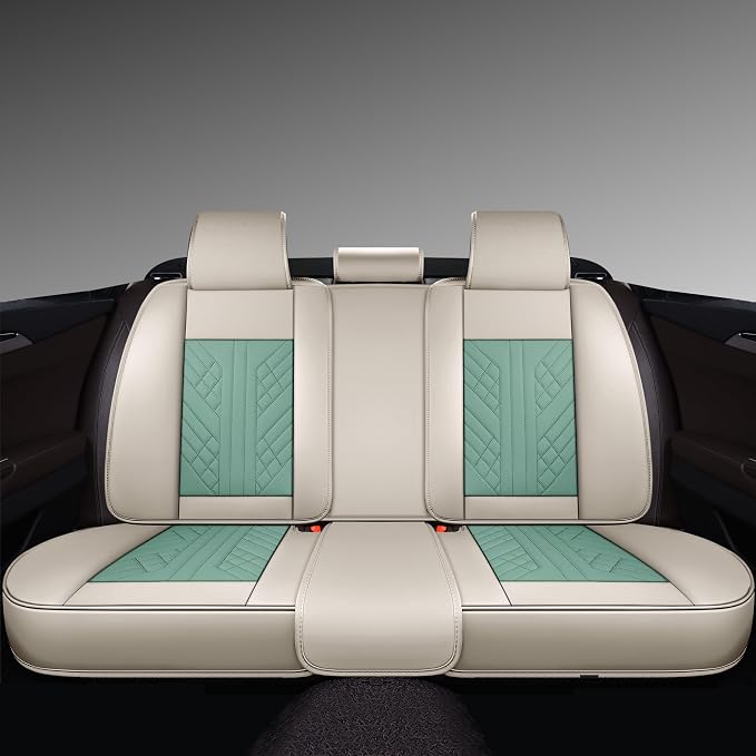 GXT Bench Seat Cover, Premium Faux Leather Bench Seat Covers for Trucks - Universal Fit for Most Sedans SUV Pick-up Truck, Durable for Long Lasting Protection(Light Green and White)