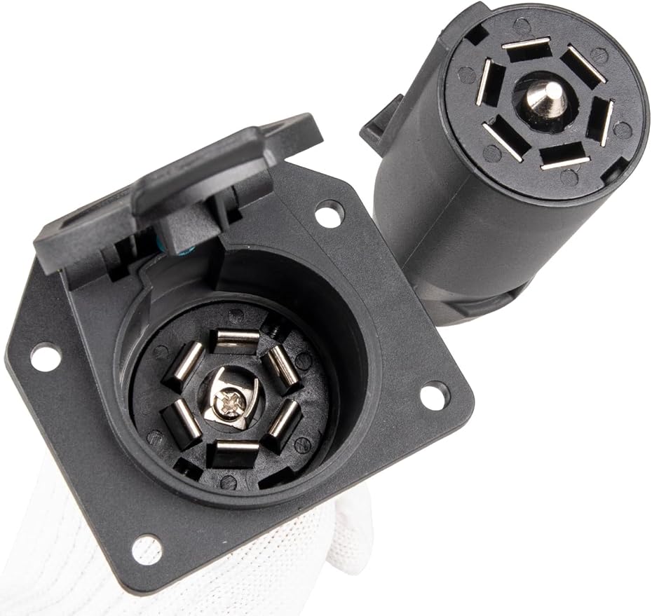 EWAY 7-Way Adapter with Power Switch for Furrion RV Backup Camera System, Plug and Play for Tow Vehicle to RV Wireless Observation Cameras, Provides 12V Power to Camera Through 7-Pin Connector