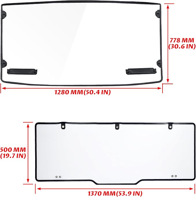 SAUTVS Rear & Front Windshields for Ranger 1000/XP 1000 17-26, Clear Front and Rear Poly Full Windshields Windows for Polaris Ranger XP 1000/Ranger 1000/XP 900/Diesel/Crew 2017-2026 Accessories