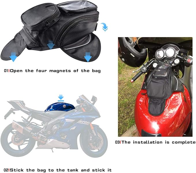 KATUR Motorcycle Gas Oil Fuel Tank Bag Universal Waterproof Oxford Fabric with Strong Magnetic Motorbike Bag Compatible with Harley Honda Yamaha Suzuki