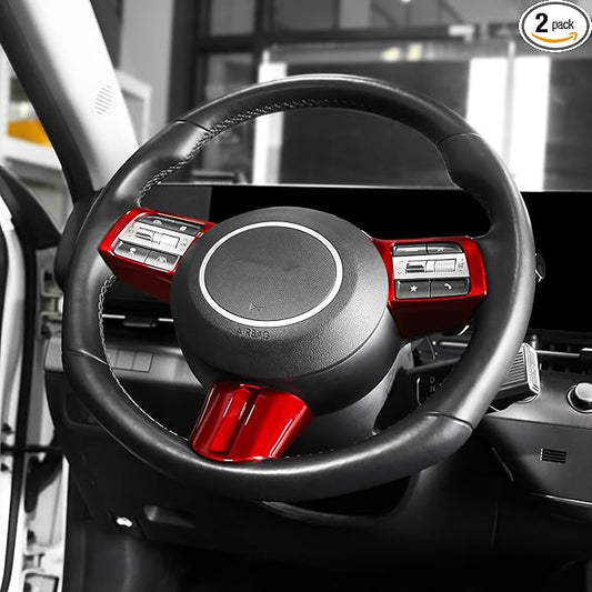 Steering Wheel Button Frame Cover Compatible with Hyundai Sonata 2025 Hyundai Kona 2024-2025 Hyundai Tucson 2025 Accessories (Red)(Not Suitable for N line)