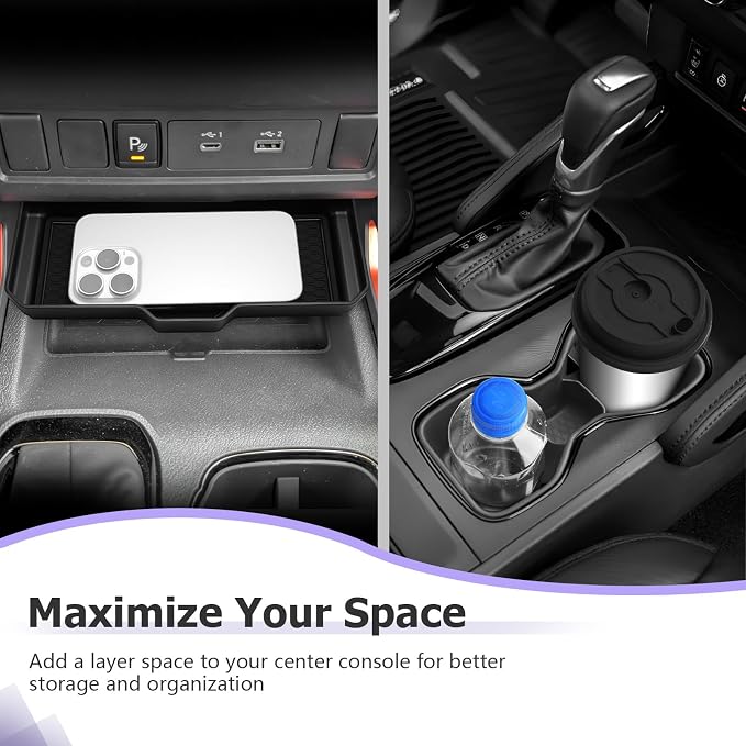 LUWU 2025 2026 Frontier Accessories for 2022 2023 2024 2025 2026 Frontier S/SV/Pro-X/Pro-4X/SL Accessories Front Center Console Tray, Center Console Cup Holder Black 2-Pack