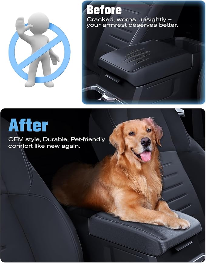 For 2025 Toyota 4Runner Center Console Armrest Cover& Armrest Hidden Privacy Tray 2-In-1 - [Friendly Liquid Silicone Rubber& OEM Design] - Thin Armrest Box Cover - Black