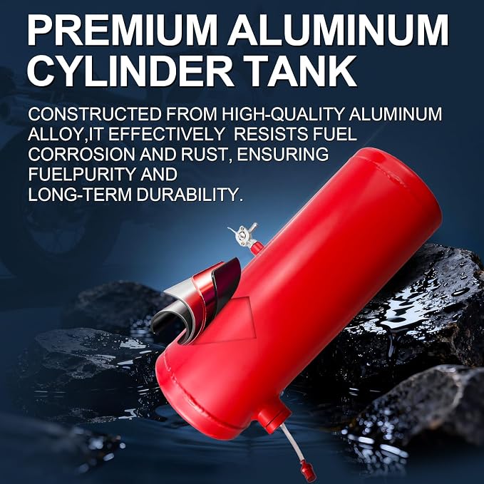 Red Gas Tank Fuel Tank Aluminum Cylinder 6 x 18" Center Fill 2 Gallon minibike gas fuel tank For Golf Cart ,Motorcycle ,Dune Buggy ,mini bike ,go kart