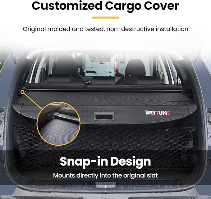 Cargo Cover for Hyundai Tucson 2022-2026, Retractable Trunk Cover Privacy Shade for 22-26 Hyundai Tucson (Carbon Fiber Leather + Net)