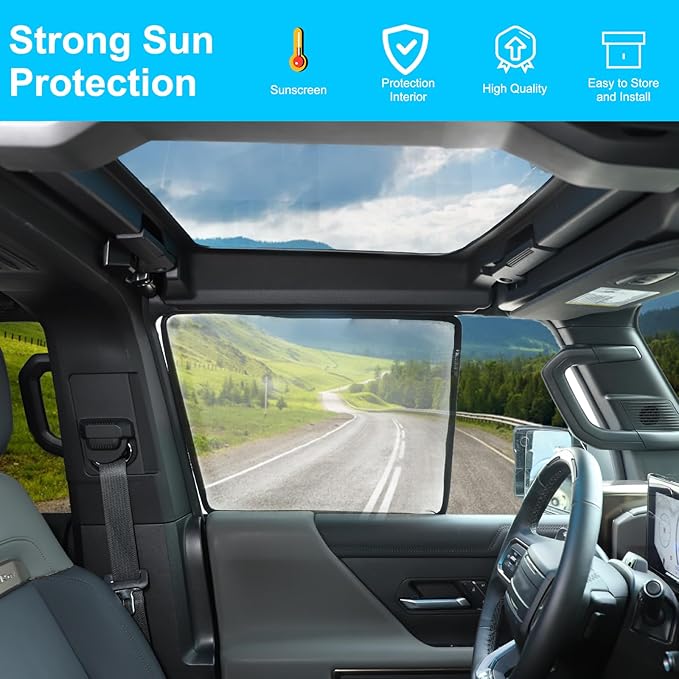 Car Side Window Shades Compatible with Hummer EV Accessories 2024 2025 2026 Side Window Sun Shades Glare and UV Rays Protection Car Camping and Napping Curtains (Front Window)