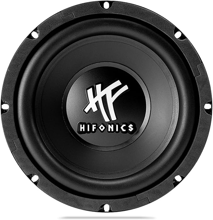 Hifonics HFX8D4 8 Inch Round Subwoofer, 250 Watt Max 125 Watt RMS Single Speaker for Cars and Vehicles, 4 Ohm, Heavy Gauge and Powder Coated, Black