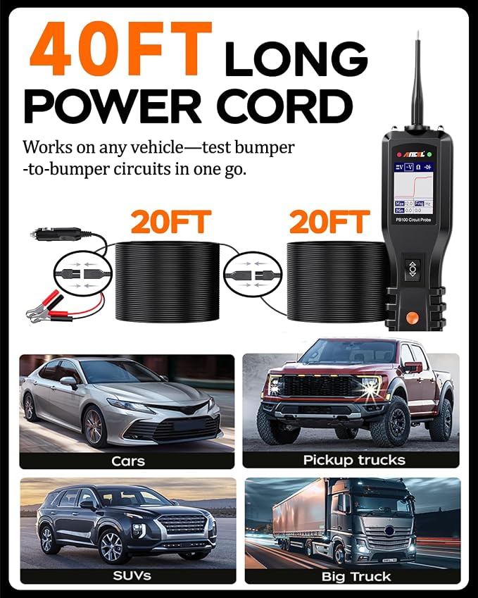 ANCEL PB100 Automotive Power Circuit Probe Tester BA301 6V 12V Car Battery Tester