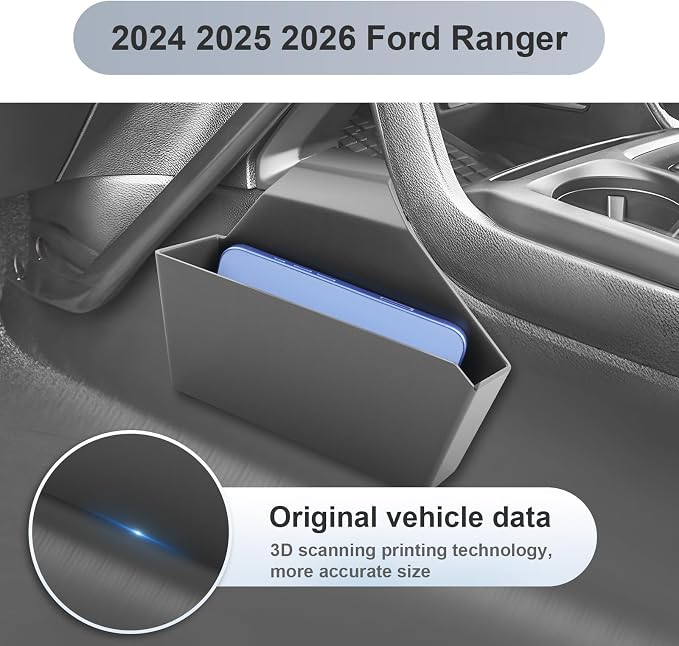SKTU Upgrade 2PCS for 2024 2025 2026 Ford Ranger Center Console Organizer for 2024-2026 Ford Ranger (XL/XLT/Lariat/Raptor) Central Console Hanging Storage Box Ford Ranger 2024 2025 2026 Accessories