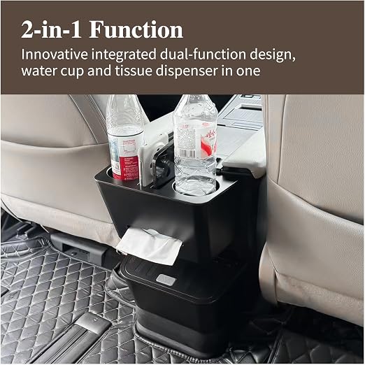 Car Cup Holder Paper Drawer Storage Box for Toyota Sienna 2024-2025, Multi Functional Paper Box for Car Middle Rown, Black Color, 1 PC (Water Cup Storage Box for Sienna 21-25)