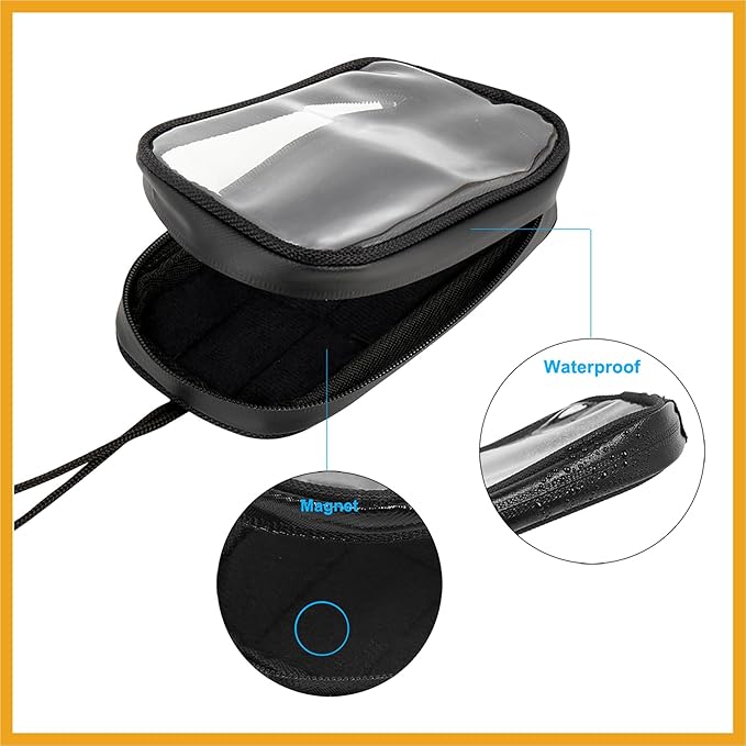 Universal 7 Inch Magnetic Tank Bag Phone Holder Case Saddlebag Faux Leather Waterproof for Motorbike Replacement