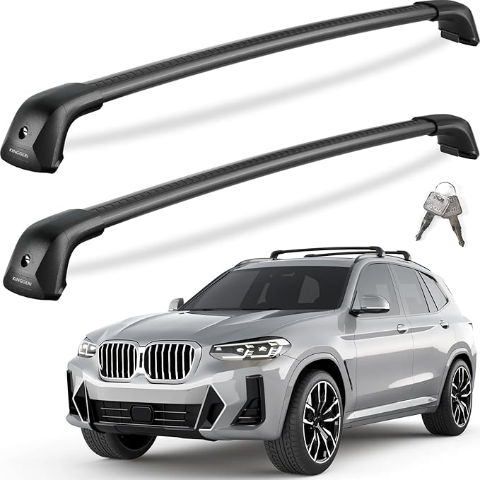 KINGGERI 330lb Lockable Roof Rack Cross Bars Compatible with BMW X3 G01 2018-2026 with Flush Side Rails, Heavy Duty Rooftop Aluminum Roof Rails Crossbars Cargo Anti-Theft Luggage Accessories