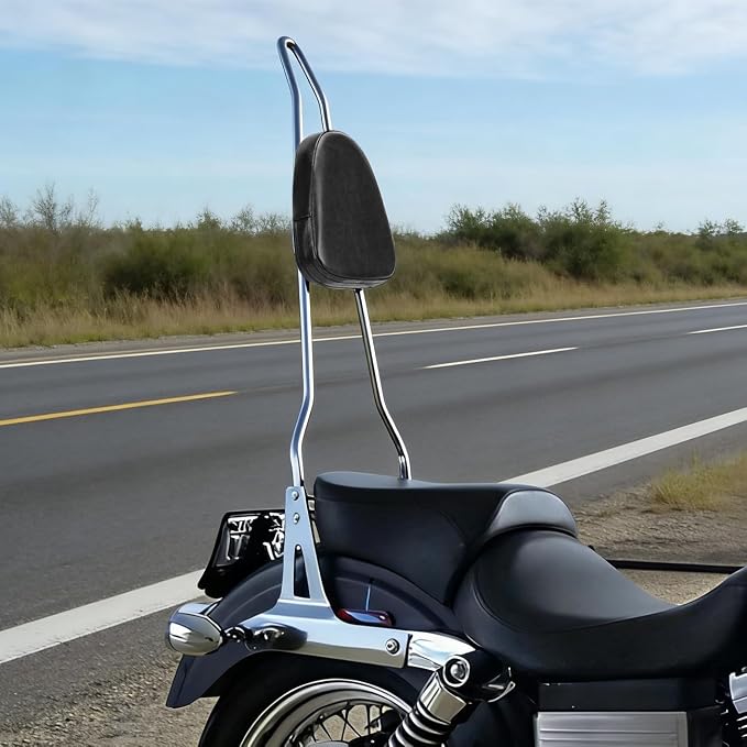 AUFER Detachable Chrome Passenger Backrest Sissy Bar With Backrest Pad Compatible With For Harley Dyna Street Bob Super Glide Low Rider Wide Glide FXD FXDB FXDC FXDL FXDWG FXDSE 2006-UP