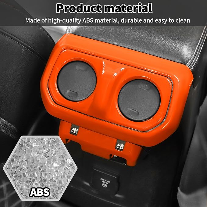 6PCS Interior Trim Kit Fit for 2018-2024 Jeep Wrangler JL JLU & Jeep Gladiator JT,Center Console Rear Outlet Window Switch 4W Drive Gear Shift Cup Holder Trim Cover(Orange)