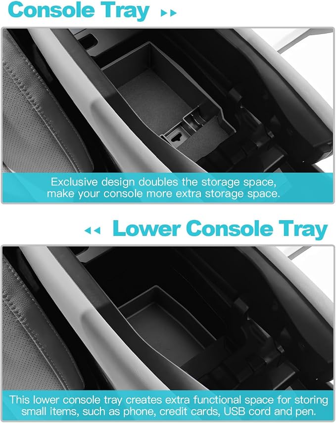 CDEFG 2Pcs for 2026 Mazda CX5 Center Console Organizer & Bottom Tray | for 2026 Mazda CX-5 (S/Select/Preferred/Premium/Premium Plus) Accessories Middle Console & Under Armrest Storage Tray