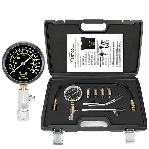 BETOOLL 8pcs Petrol Engine Cylinder Compression Tester Kit Automotive Tool Gauge