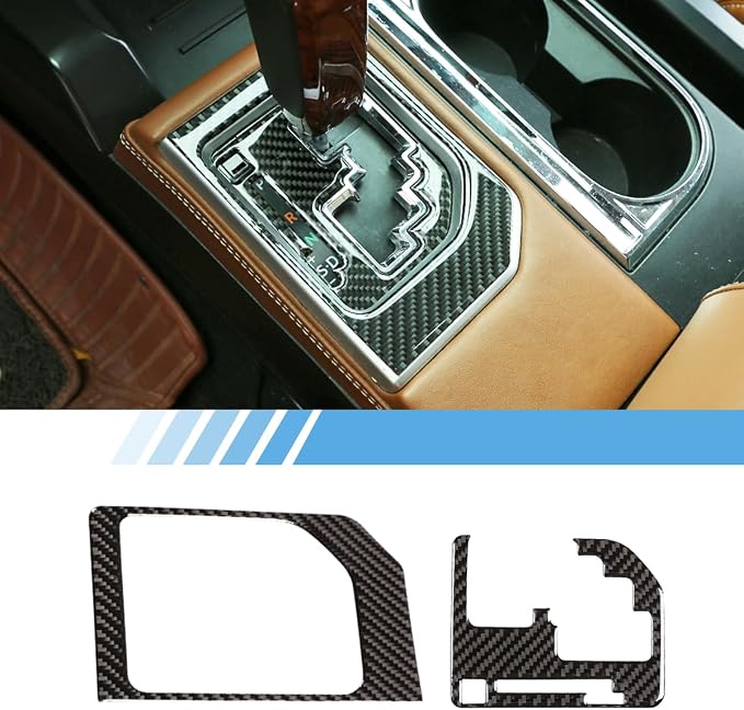 Real Soft Carbon Fiber Car Center Console Gear Shift Panel Decorative Stickers,for Toyota Tundra 2014-2018,2PCS (Black)