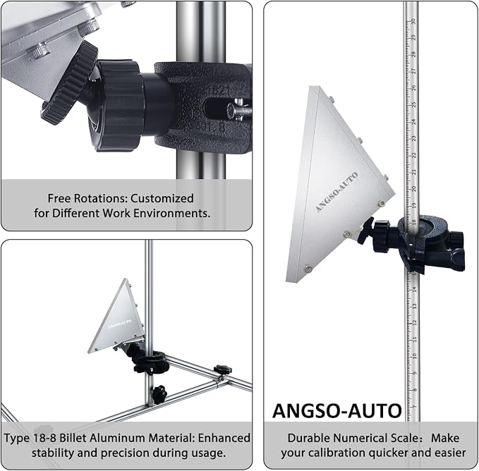 ADAS Calibration Tool Kit Compatible with Honda Toyota Kia Ford ADAS Radar Aiming Calibration Tool,Post with 0-30 Centimeter Scale,Corner Reflector Target with Billet Aluminum Stand