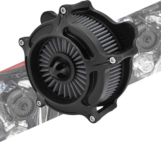 Air Cleaner Filter Aluminum Fit for Harley Touring Road King Street Glide Softail Sportster Dyna (Black Housing Grey Element, B For Touring 00-07,Softail 00-15,Dyna 00-17)