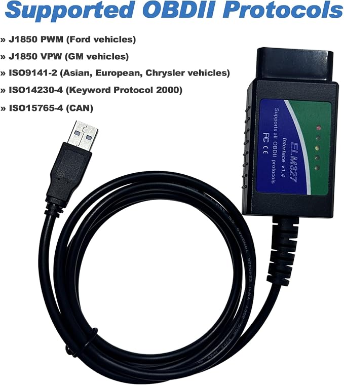 ELM327 OBD2 USB Scan Tool/Code Reader,Elm327 USB Adapter Obd2 Scanner with FT232RL FTDI2480 Chip,ELM 327 OBD Diagnostic Tool Up to 500,000bps Baud Rate Work for Ford and Other 95% of Today's Cars