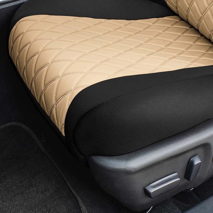 FH Group Custom Fit Seat Covers Specifically Made for 2012 - 2017 Toyota Camry LE | SE | XSE | XLE - Ultraflex Neoprene Waterproof Car Seat Cover, Front Set Beige