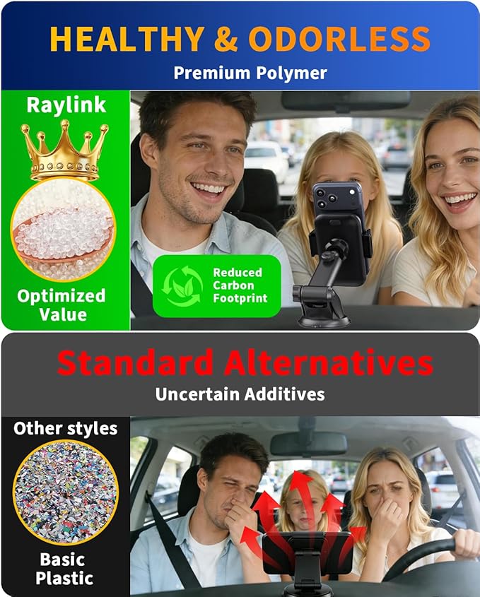 RayLink Phone Holders for Your Car 2026 Ultimate Phone Mount Military-Grade Windshield Dashboard Vent【Newest Best Strongest】 Cell Phone Car Mount for iPhone 17 Pro Max 16 Samsung Android