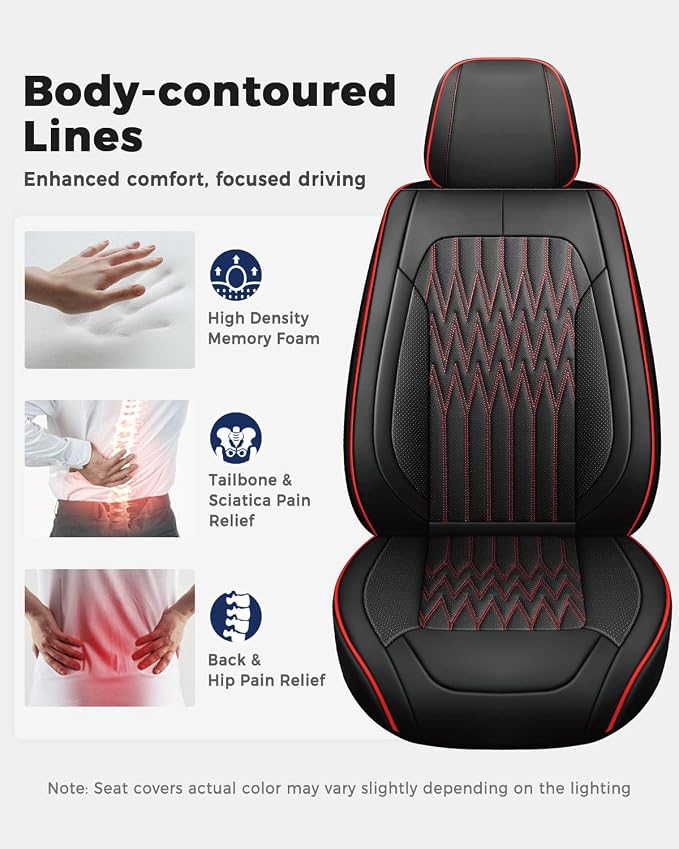 Huidasource Car Seat Covers Full Set, Waterproof Faux Leather Universal Fit Most Cars Sedans SUVs Trucks Airbag Compatible, Cup Holder Access, Car Seat Compatible, Easy Install, Wipes Clean