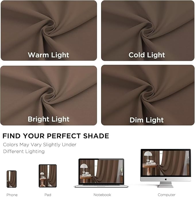 Joydeco Blackout Curtains 108 Inches Long, Thermal Insulated Black Out Curtains 2 Panels Set, Room Darkening Drapes for Living Room Window Rod Pocket Back Tab (W52 x L108 Inch, Khaki)