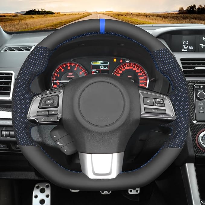 MEWANT Hand Stitch Steering Wheel Cover Wrap for Subaru WRX / WRX STI 2015-2021 - Steering Wheel Accessories