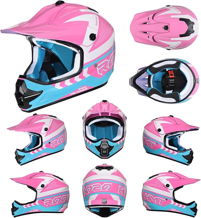 Youth Dirt Bike Helmet DOT Approved, Kids Motocross Full Face Helmet with Adjustable Goggles Riding Gloves & Storage Bag, Off-Road Sport Gear Set for Boys Girls ATV UTV