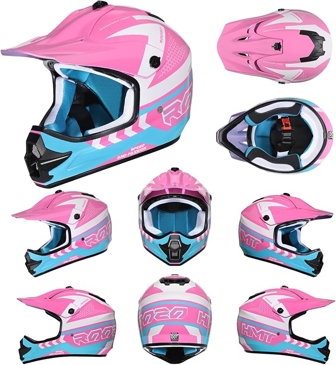 Youth Dirt Bike Helmet DOT Approved, Kids Motocross Full Face Helmet with Adjustable Goggles Riding Gloves & Storage Bag, Off-Road Sport Gear Set for Boys Girls ATV UTV