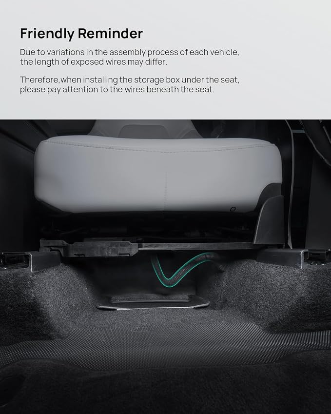 HALOBLK 2 Pack Waterproof Model Y Under Seat Storage Box Organizer, Upgraded 2-in-1 Underseat Hidden Tray for Tesla Model Y 2024-2021 [Not Compatible with 2025 New Model Y Refresh]