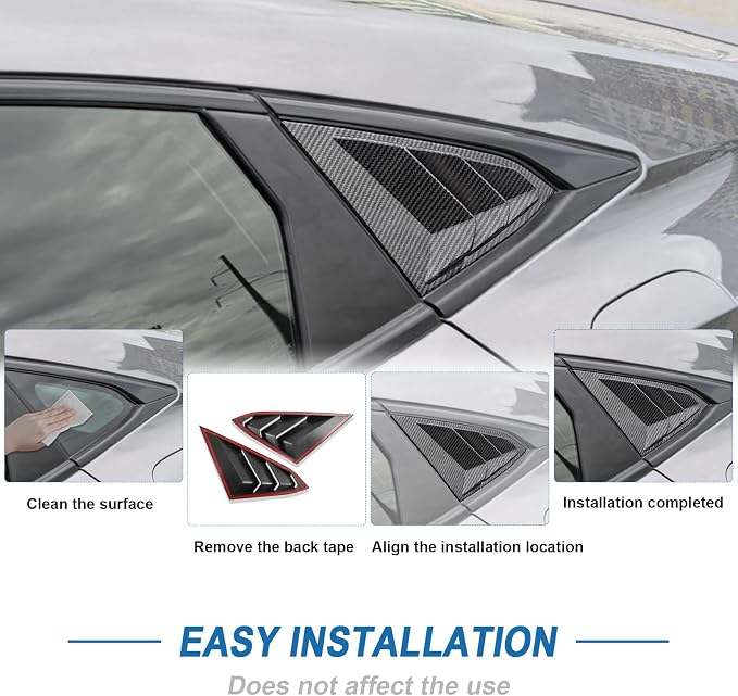 Carbon Fiber Rear Side Window Louver Cover Compatible with Honda Civic 10th Gen 2016-2021, Rear Air Vent Window Louvers Blinds Cover