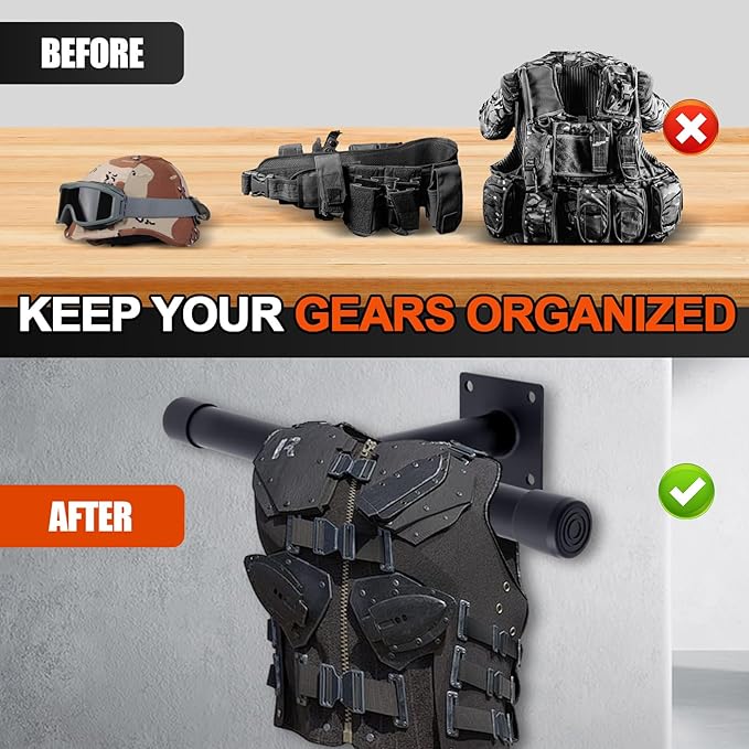 Yaocom Weight Vest Hanger Wall Mount Heavy Duty Tactical Gear Police Vest Holder Motorcycle Helmet Rack Stand for Gym Home Garage Train Armor Breastplate Backpack Organizers