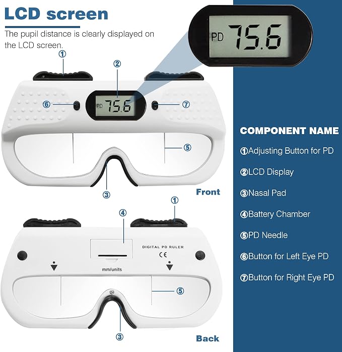 Hanchen PD Meter Digital Pupil Distance Meter PD Ruler Pupilometer with Memory Function CE Certificate