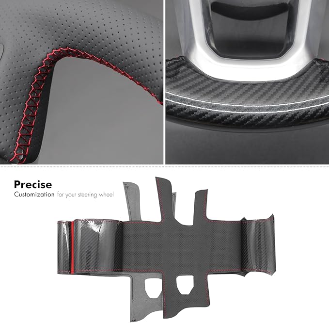 MEWANT Steering Wheel Cover for Jeep Gladiator (JT) 2020-2024 / Wrangler (JL) 2019-2024 / Wrangler Unlimited 2018-2023 Hand-Stitched Leather Car Steering Wrap for Jeep